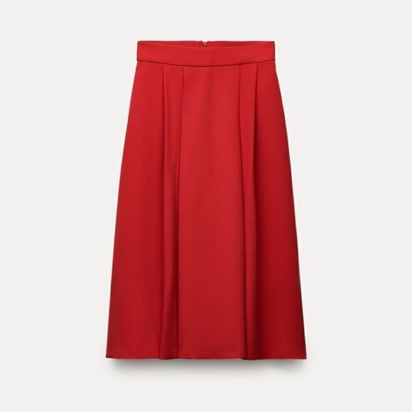 Nwt ZARA TAILORED VOLUMINOUS SKIRT RED - Picture 14 of 15